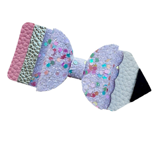 Pastel Glitter Pencil Bow - 3.5”