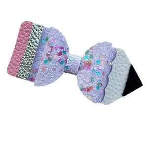 Pastel Glitter Pencil Bow - 3.5”
