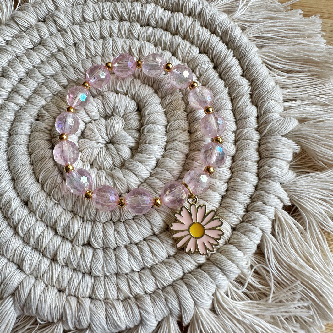 Pink Daisy - Beaded Bracelet